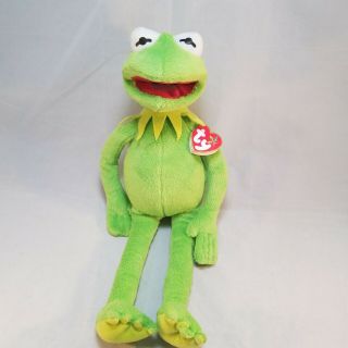 Kermit The Frog 16 " Plush Ty,  Stuffed Animal The Muppets Disney 2013 Beanie Vgc