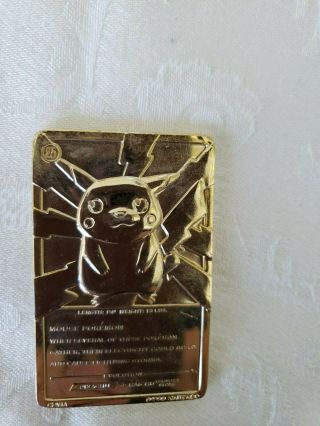 1999 Limited Edition Pokemon Pikachu 25 - 23k Gold Plated Trading Card 2
