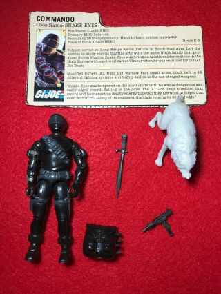 1985 Vintage Gi Joe Snake Eyes & Timber 100 Complete With Peach File Card