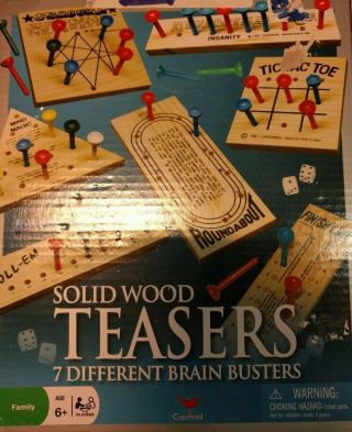 Solid Wood Brain Teasers By Cardinal 7 Different Games 4 3 Opened Euc