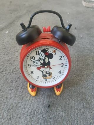 Minnie Mouse Clock Disney Mickey Mouse Alarm Red Black Toy Goofy Donald Pluto