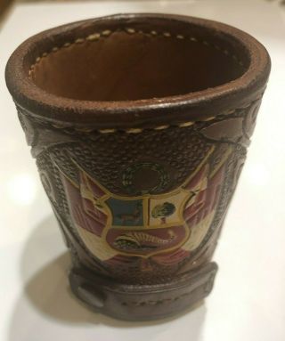 Hand Made Leather Peruvian Dice Cup With Dice Storage