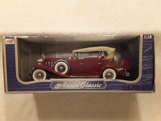 Anson Classic 1932 Cadillac Sports Phaeton 1:18 Scale Die Cast Blood Red