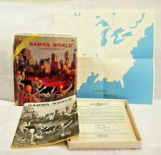 Tsr Gamma World Science Fantasy Role Playing 1981 3rd Printing W/ Box,  Book,  Map