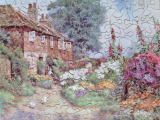 Vintage J Salmon Academy Wooden Jigsaw Puzzle - Cottage And Garden