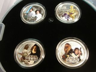 2011 Niue $2 Two Dollars Millennium Falcon 4 Coin Star Wars Proof Set Box &