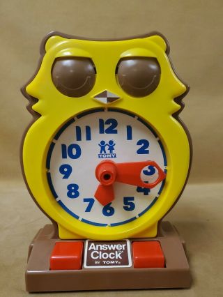 Vintage 1975 Tomy Answer Clock Owl Plastic Learning Toy