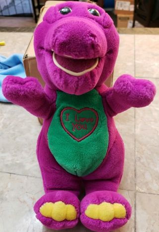 Lyons Barney I Love You Talk Vintage 90s 11 " Plush Purple Dinosaur