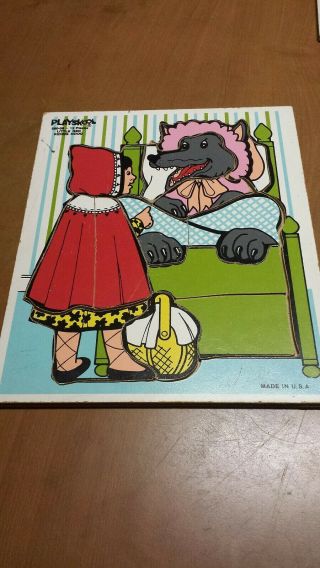 Vintage Playskool Wooden Puzzle Little Red Riding Hood 290 - 08,