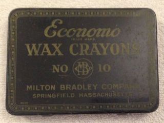 Vintage Milton Bradley Economo Wax Crayons And Tin No.  10 Springfield Ma