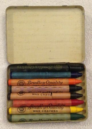 Vintage Milton Bradley Economo Wax Crayons And Tin No.  10 Springfield MA 3