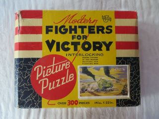 Vintage Fighters For Victory Picture Puzzle 1940s Wwii Era Jaymar Specialty Co.