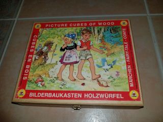 German Eichhorn Fairy Tale Wood Picture Cube Puzzle Bilderbaukasten Holzwurfel
