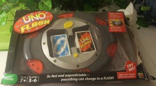 Uno Flash Electronic Mattel Sounds Lights Game Instructions Box Cards