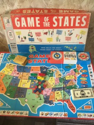 Game Of The States Board Game Milton Bradley 1960s 4920 Vintage