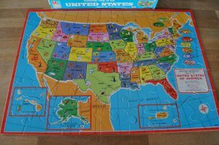 Vintage 1975 Map Of The United States Puzzle Milton Bradley Complete Vintage