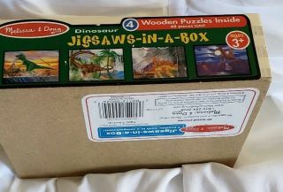 Melissa And Doug Dinosaur Jigsaws - In - A Box Wooden Puzzles X4