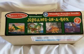 Melissa And Doug Dinosaur Jigsaws - In - A Box Wooden Puzzles X4 2