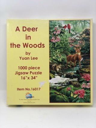 Sunsout Yuan Lee A Deer In The Woods 1000 Piece Puzzle Jigsaw 16017 - 16” X 34”