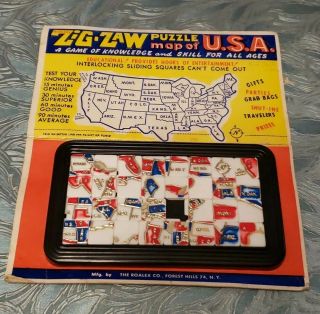 Vintage Roalex Zig - Zaw Sliding Puzzle Usa Map
