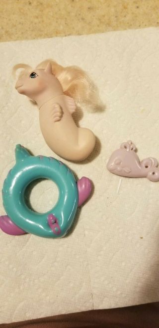 Vtg G1 My Little Pony Baby Surf Rider Sea Pony With Many Accessories