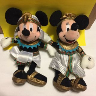 Disney Globe Trotting Egyptian Mickey & Minnie Mouse 9 " Plush Dolls Vguc
