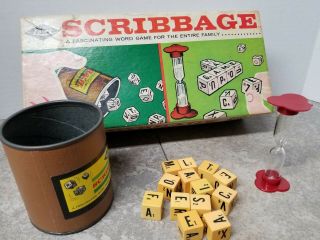 Vintage 1963 E.  S.  Lowe Co.  Scribbage Dice Word Game No 954 Complete Family Fun
