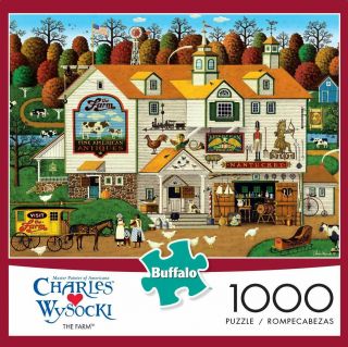 Buffalo Games1000 Piece Charles Wysocki " The Farm " Jigsaw Puzzle W/poster