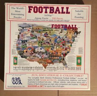North American Professional Football Artmap Puzzle 550 Nfl Cfl History Art Map