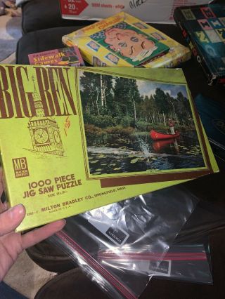 Vintage Milton Bradley Big Ben 1000 Piece A Reel Thrill Fishing Puzzle 4962 - C