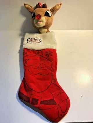 Rudolph The Red Nosed Reindeer Christmas Stocking Shiny Nose Santa No Music