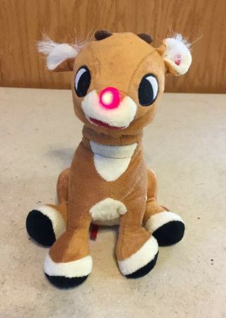 Gemmy Baby Rudolph The Red Nosed Reindeer 8” Animated Sings Nose Lights Up