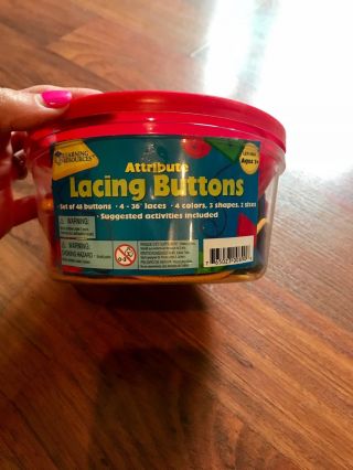 Learning Resources - Attribute Lacing Buttons Set Of 48 Learning Tool For Kids