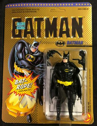 1989 Toybiz Batman Action Figure - With Batrope - (vintage New/mib) Unpunched