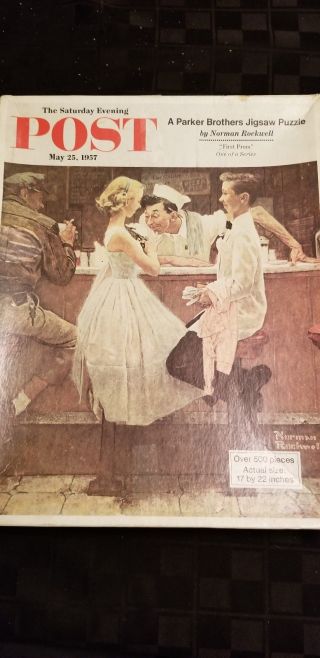 Vintage Parker Bros.  Norman Rockwell Puzzle " First Prom " Sat.  Evening Post 500pc
