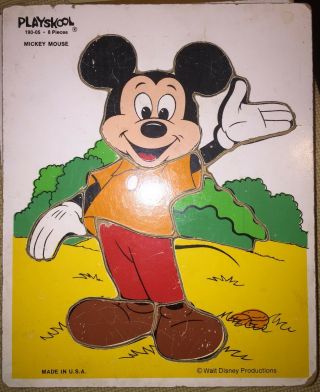 Vintage Playskool Disney Mickey Mouse Wooden Preschool Puzzle