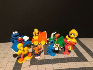 Sesame Street Pvc Figures Big Bird,  Cookie Monster,  Elmo Vintage 1993 Cars Ernie