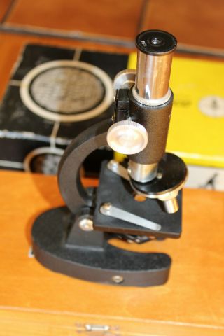 Vintage Tasco Deluxe Microscope with Wooden Box Microscope Only 2