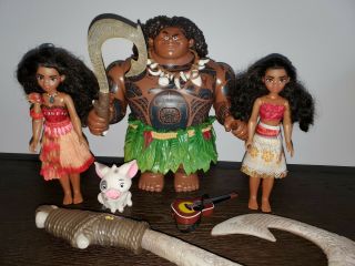 Disney Moana Maui Doll 12” Action Figure Talking Light Up Kakamora Doll Pua Pig