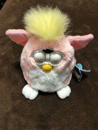 Furby Babies 1999 Pre Owned Pink/white With Yellow Hair And Tail