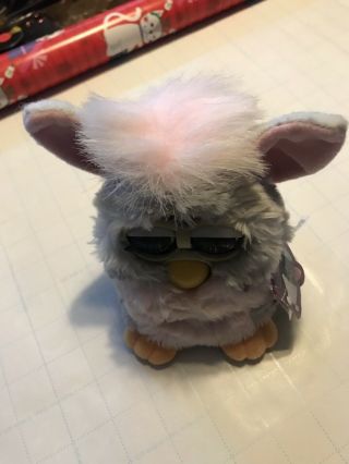1998 Tiger Electronics Furby grey with black spots pink inside ears Blue Eyes 2