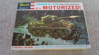 Vintage 1960 Revell Motorized Sherman M - 4 Tank With Motor Parts Only
