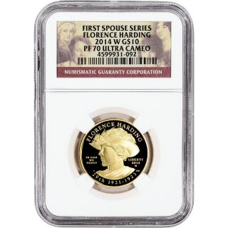 2014 - W Us First Spouse Gold 1/2 Oz Proof $10 - Florence Harding Ngc Pf70