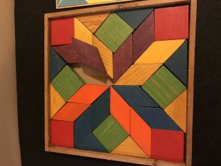 Vintage Folk Art Colorful Puzzle 10 1/4” Square By Playskool