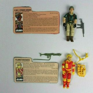 Set Of 2 Gi Joe Action Figures Blowtorch & Crankcase 1983 W/ File Cards Complete