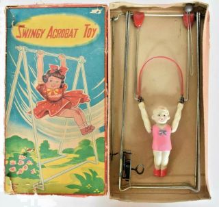 Mechanical Acrobat_wind - Up Celluloid Toy With Box_japan 1930s Swingy Acrobat