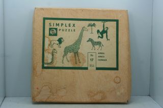 Vintage Simplex Wooden Puzzle 17 Africa Made in Holland - Box 3