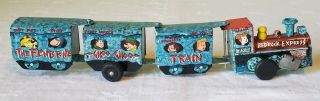 Marx Japan Tin Wind - Up BEDROCK EXPRESS FLINTSTONES CHOO - CHOO TRAIN Action Toy 3