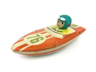 Vintage China Tin Toy Friction Chinese Boat Mf Beijing