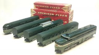 American Flyer 21551 Northern Pacific A - Unit & 4 - Pc.  Pass Cars W/boxes,  S Gauge